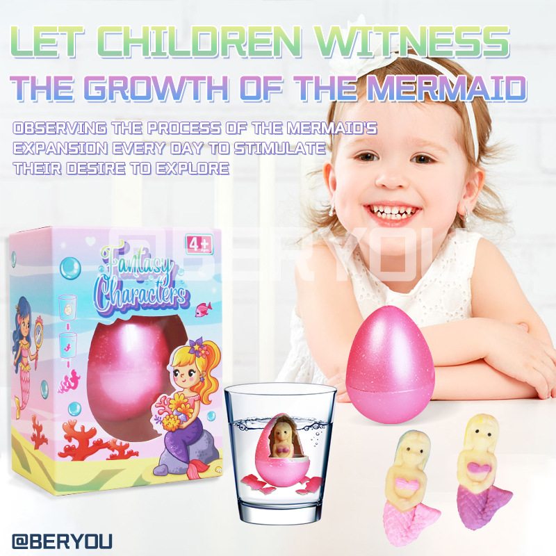 The new cross-border best-selling expandable water-soaked mermaid toy magically enlarges when exposed to water, featuring an interesting card-sucking design Application Scenario
