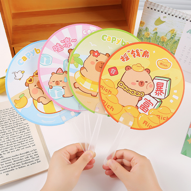Pibala fan, a cute round hand-cranked plastic fan for students, a small summer reward gift for children - a small fan Specification drawing