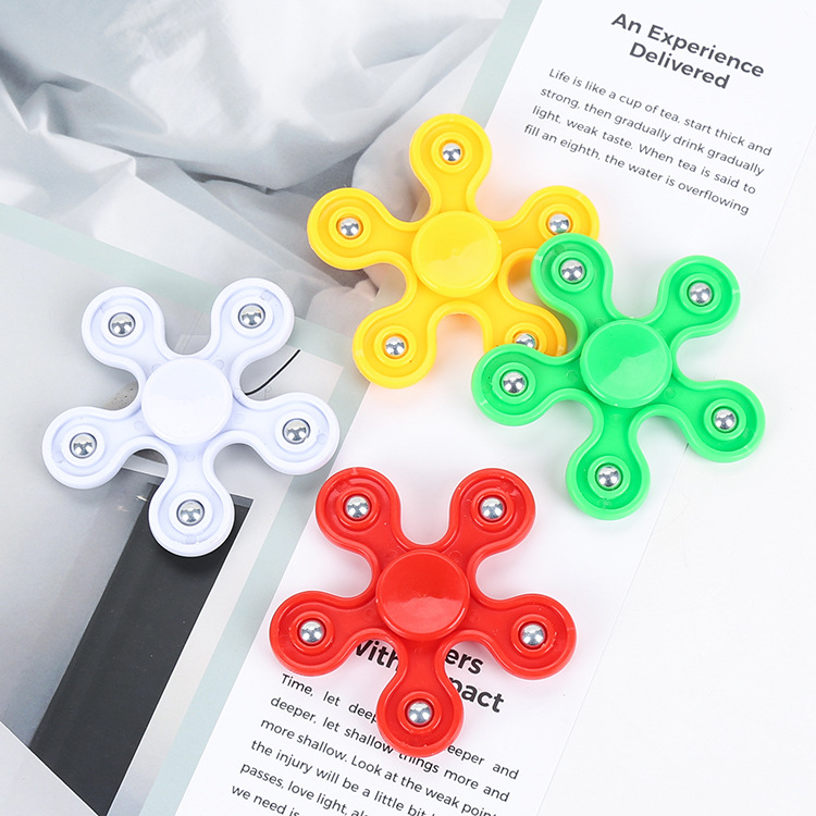 Five-bead fidget spinner, plum blossom five-bead fidget spinner, five-leaf bearing five-angled steel ball spiral interfinger pressure relief toy full figure