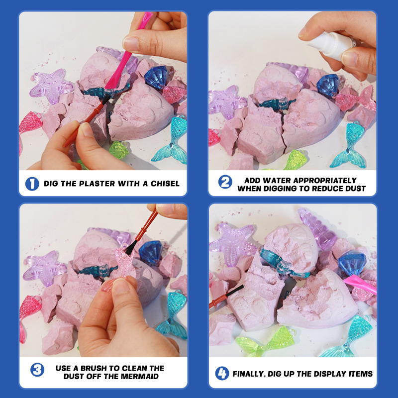 Cross-border archaeological toys, beauty fish tail gem-digging archaeological gypsum blind box, children's creative hands-on educational toys Application Scenario