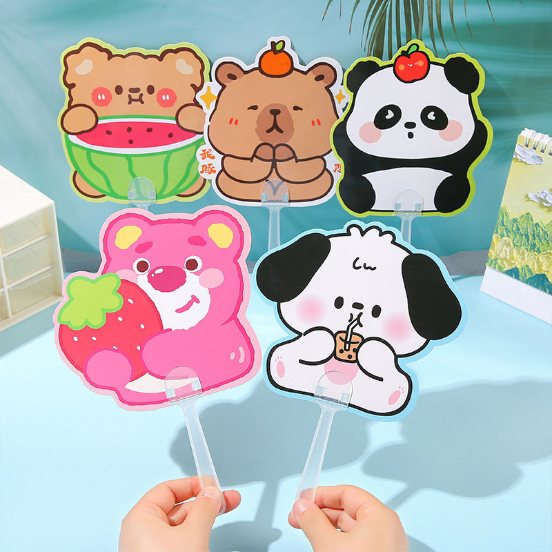 Cute cartoon animal children's irregular-shaped portable summer cooling fans, students' hand-held shaking fans, kindergarten gifts details Picture