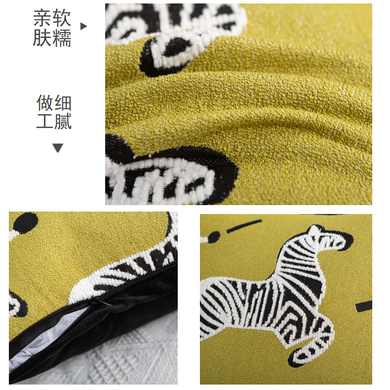 现代简约卡通小马抱枕套刺绣样板间客厅腰靠沙发飘窗靠垫新款靠枕307详情4