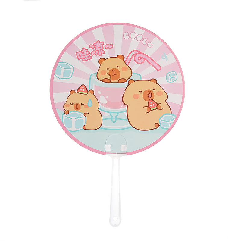 Pibala fan, a cute round hand-cranked plastic fan for students, a small summer reward gift for children - a small fan Item Picture