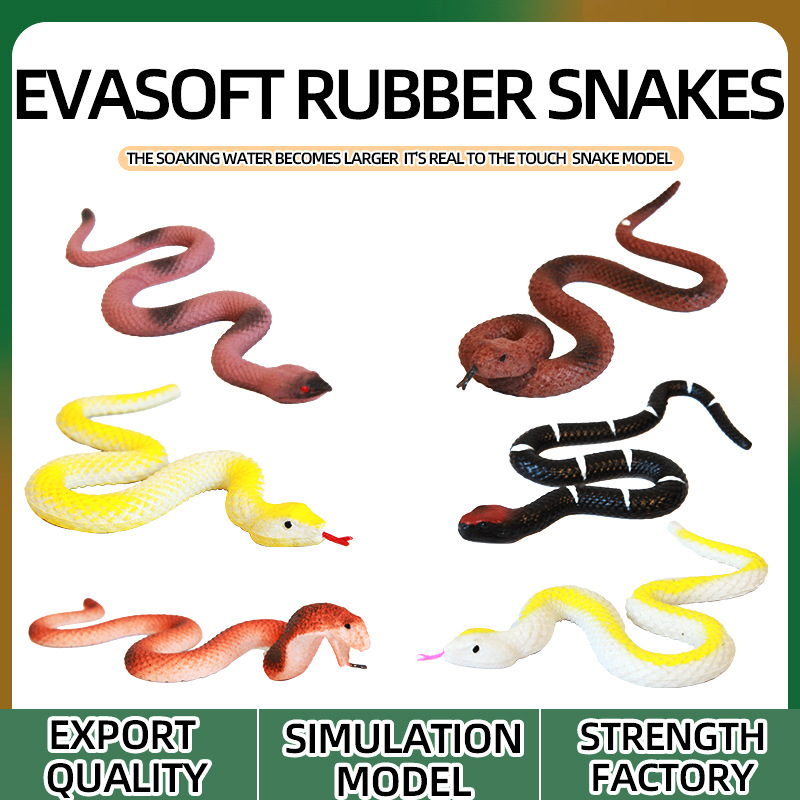 Cross-border simulated snake suction cards expand and become larger when soaked in water. Soft snake children's plastic toys, fake snake animal models wholesale full figure