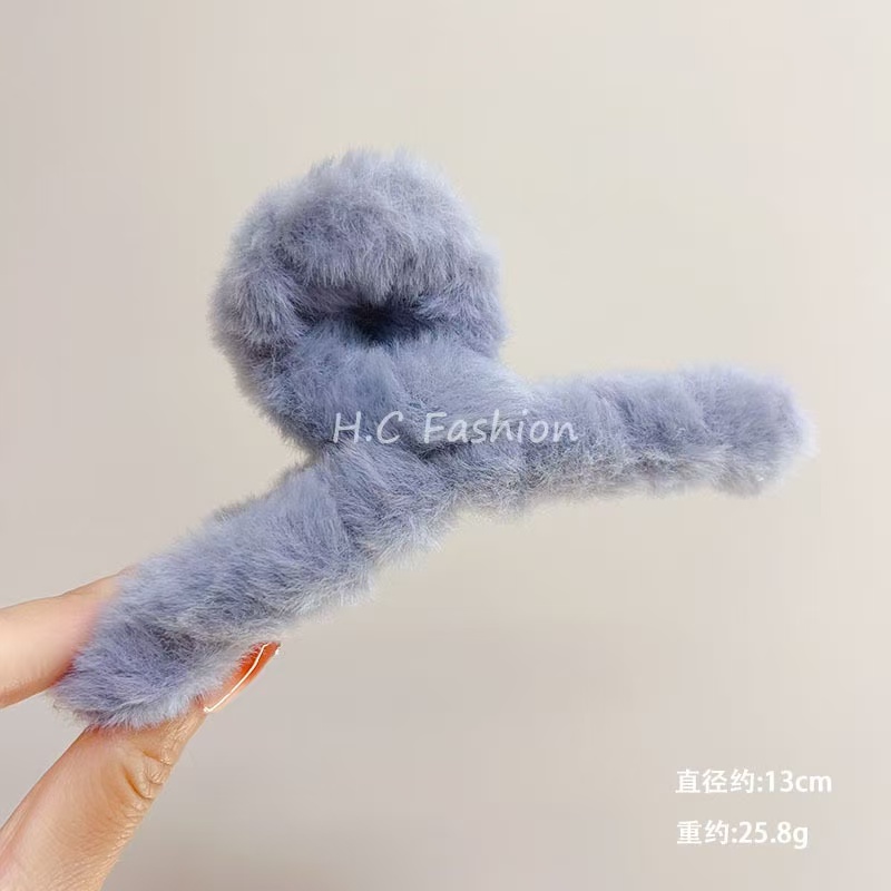Fusheng // Extra-large, simple and versatile, fashionable plush hair clip, women's hair volume, fluffy claw clip, back of the head, updo, shark clip Item Picture