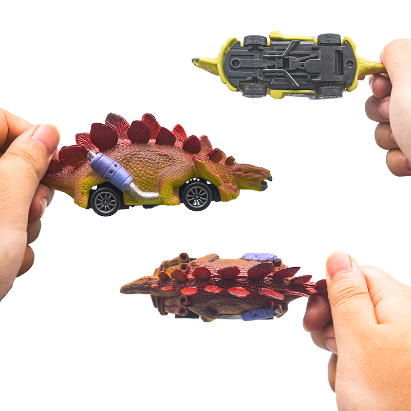 Qiqu Foreign Trade Creative Children's toys in stock wholesale, new hand-pulled trolley molds, simulated dinosaur rebound cars Specification drawing