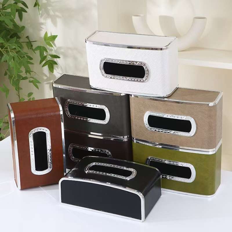 Tissue storage box, tissue box, living room tissue box, light luxury and high-end feel, commercial tissue box with spring, logo printed detail image 15