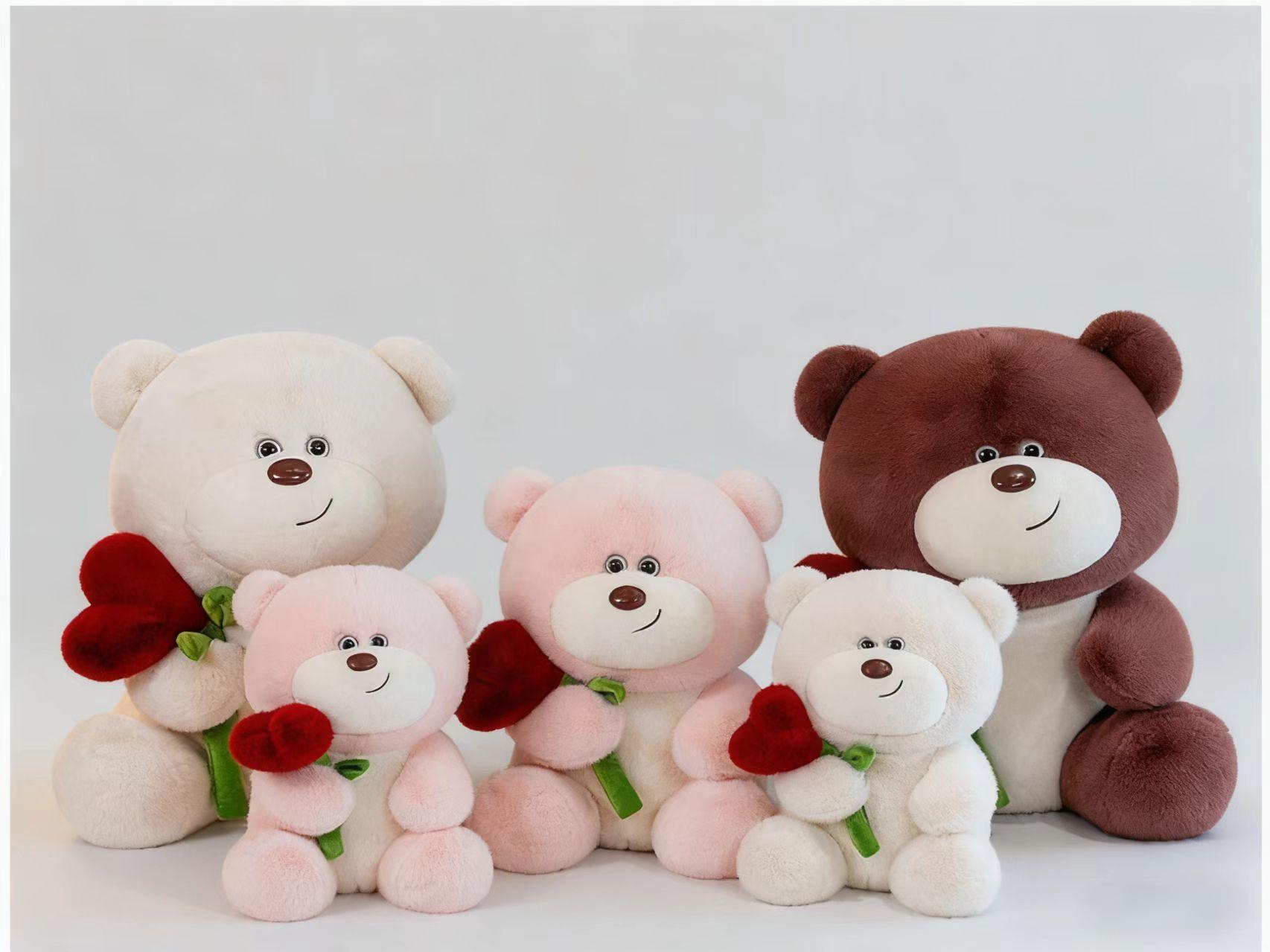 玫瑰熊公仔毛绒玩具外贸新款卡通可爱小熊玩偶情人节表白礼物娃娃