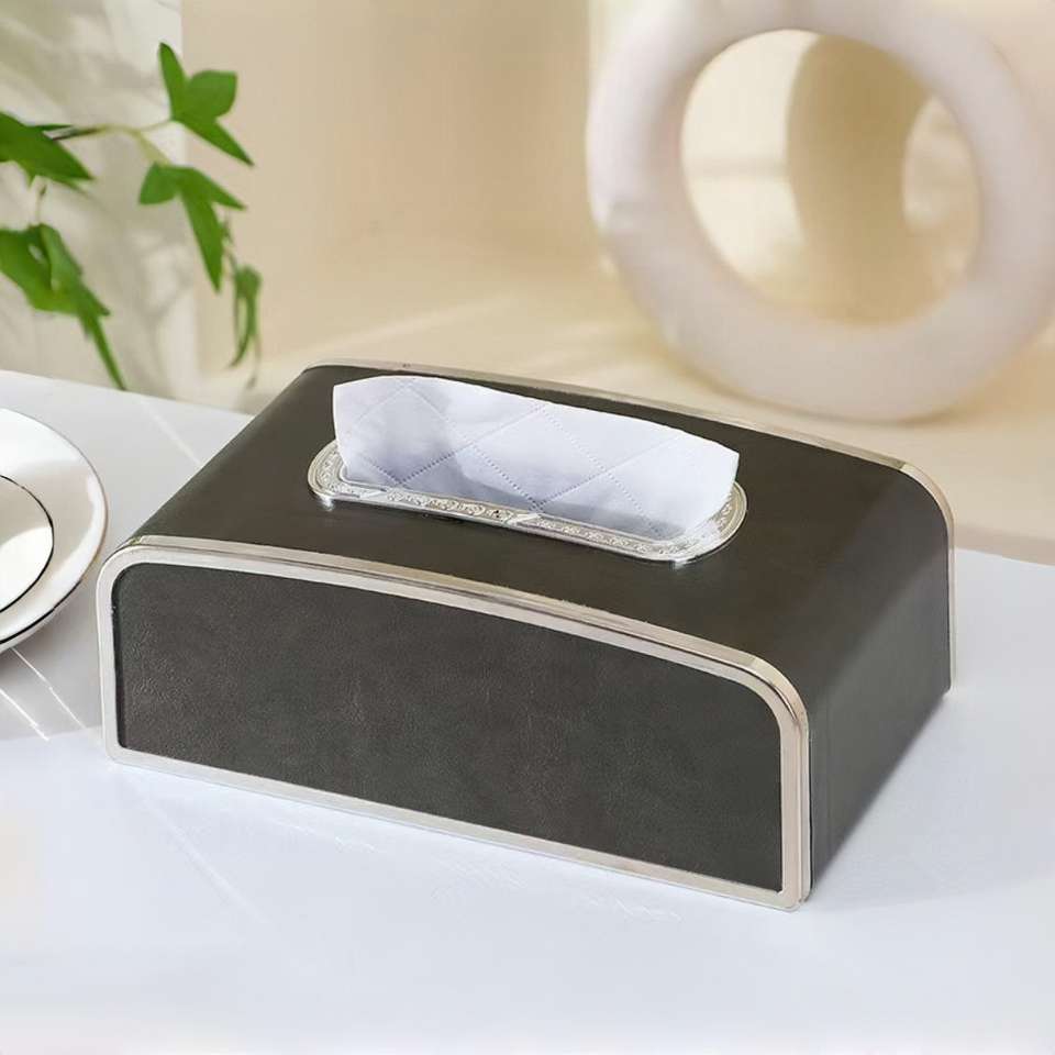 Tissue storage box, tissue box, living room tissue box, light luxury and high-end feel, commercial tissue box with spring, logo printed Specification image