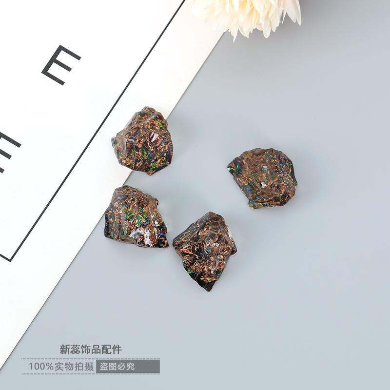 定制不规则蓝色冰晶仿水晶原石轻奢耳环DIY配件详情4