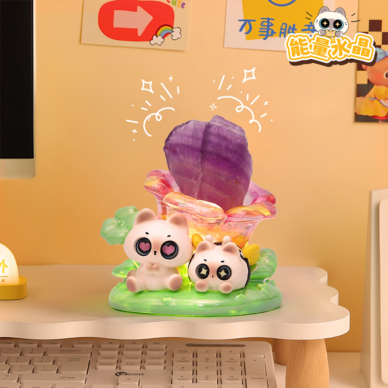 小红书爆款热卖情绪暹罗能量水晶盲盒创意萌宠树脂工艺品女生桌面装饰卧室香薰详情7