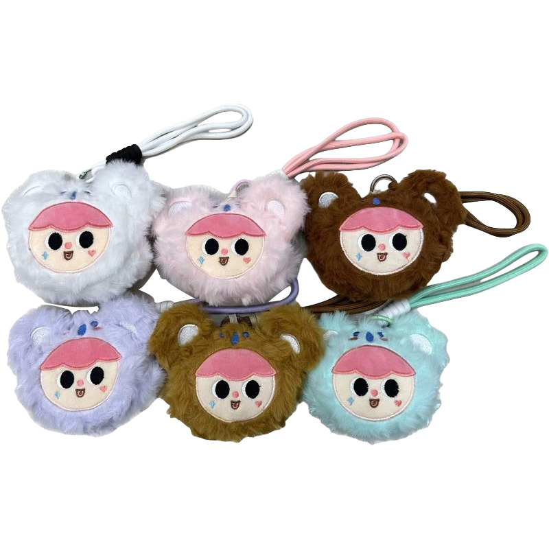 Velvet Cube Children's coin Purse with embroidered facial features, three-year-old animal makeup bag, storage bag, mini plush toys, multi-functional cartoon peripheral cultural and creative gifts, coin purse, children's toy bag, children's accessories Item Picture