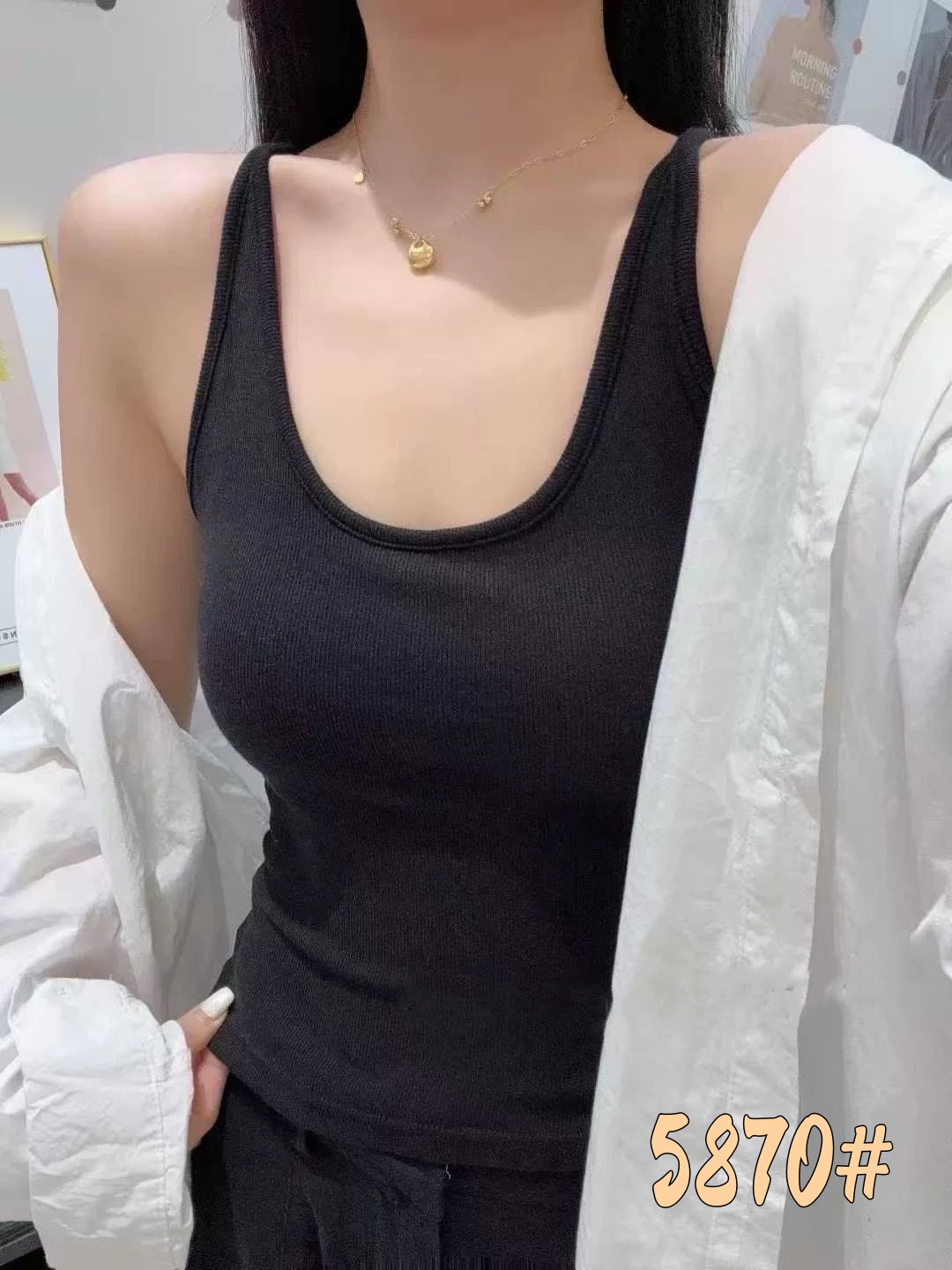 新款时尚百搭秋冬撞色工字吊带背心内搭外穿螺纹U领吊带一体杯打底背心上衣详情25