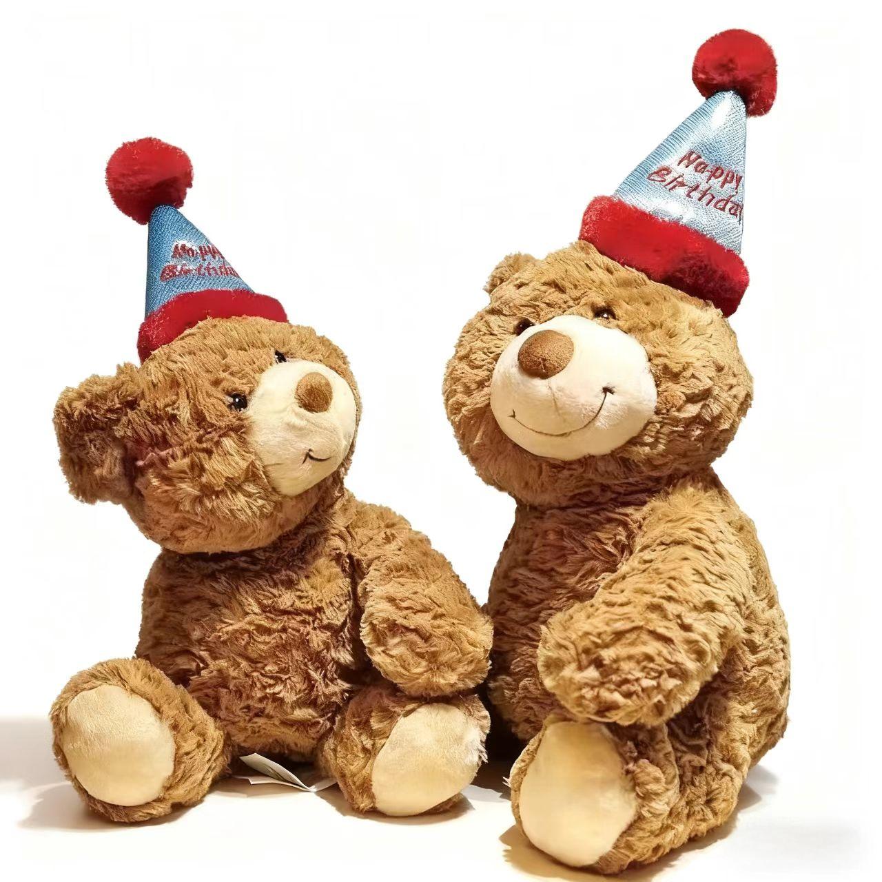 生日帽熊玩偶泰迪小熊公仔花店毛绒玩具抱花桶熊熊礼物送女友包邮