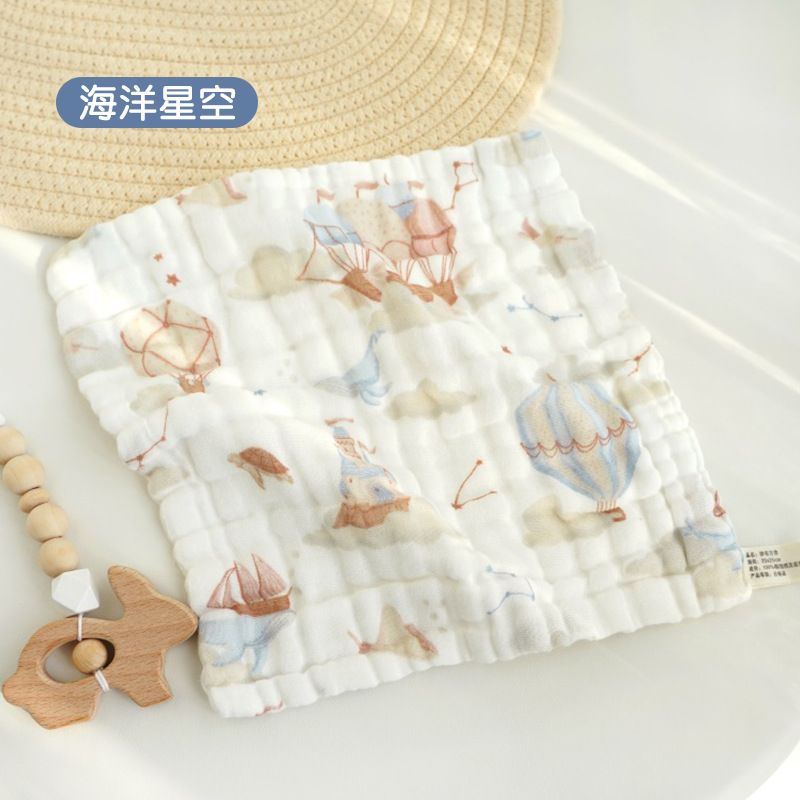 六层泡泡纱新生儿纱布口水巾儿童小毛巾宝宝洗脸巾洗手帕婴儿方巾