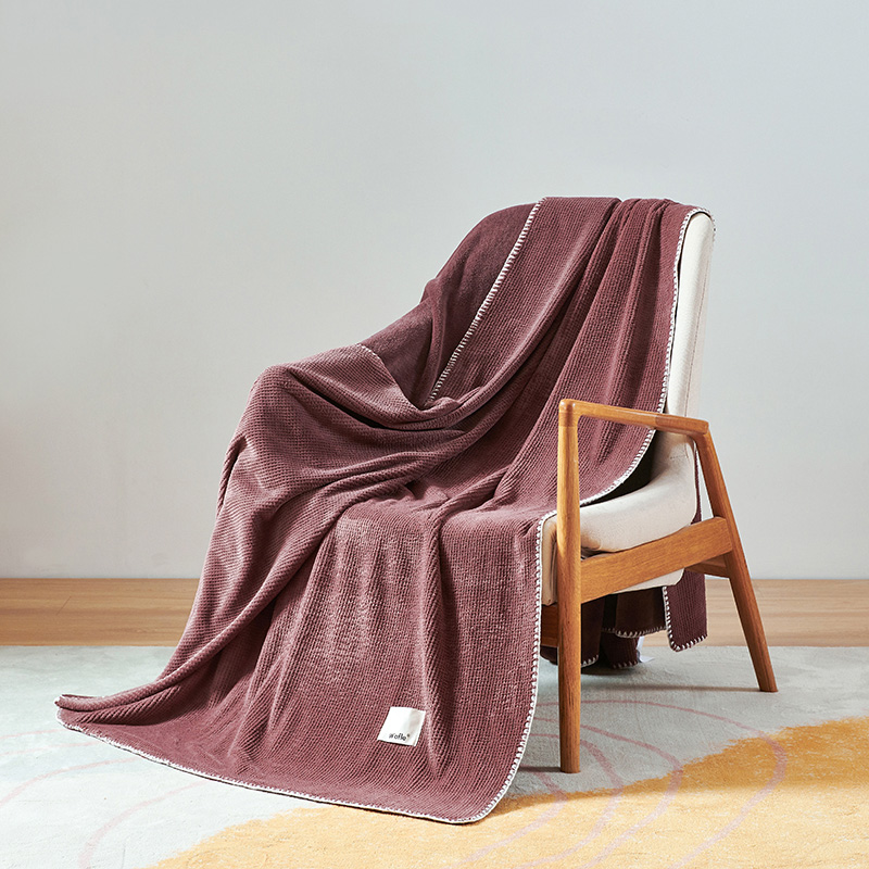 New Waffle milk fleece composite blanket, office fleece blanket, gift blanket, triangular stitch lockstitch, cross-border export factory pic 1