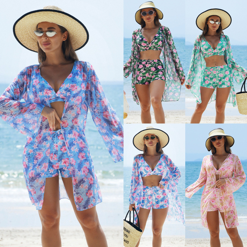 新款时尚性感欧美比基尼BIKINI三件套女泳衣多色高端印花泳装