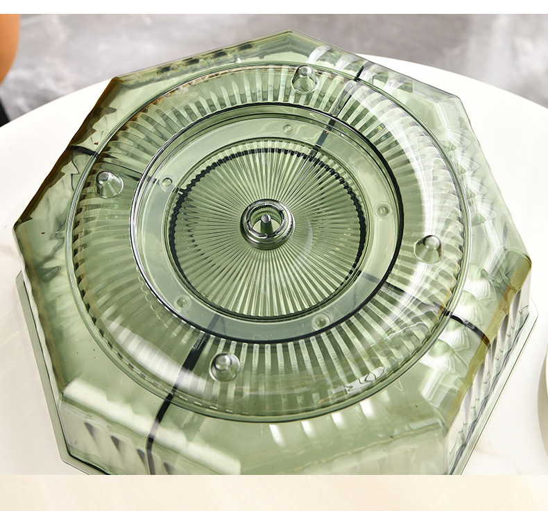 G28-GH-2937 Rotating octagonal fruit box PET, enlarged candy tray, thickened with lid, five-compartment electroplated candy box detail image 9