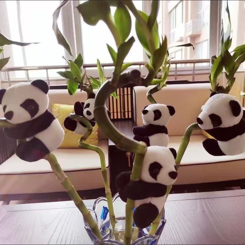 迷你熊猫夹子毛绒玩具小玩偶公仔盆栽卧室桌面小挂件可爱创意礼物拍一发三细节图