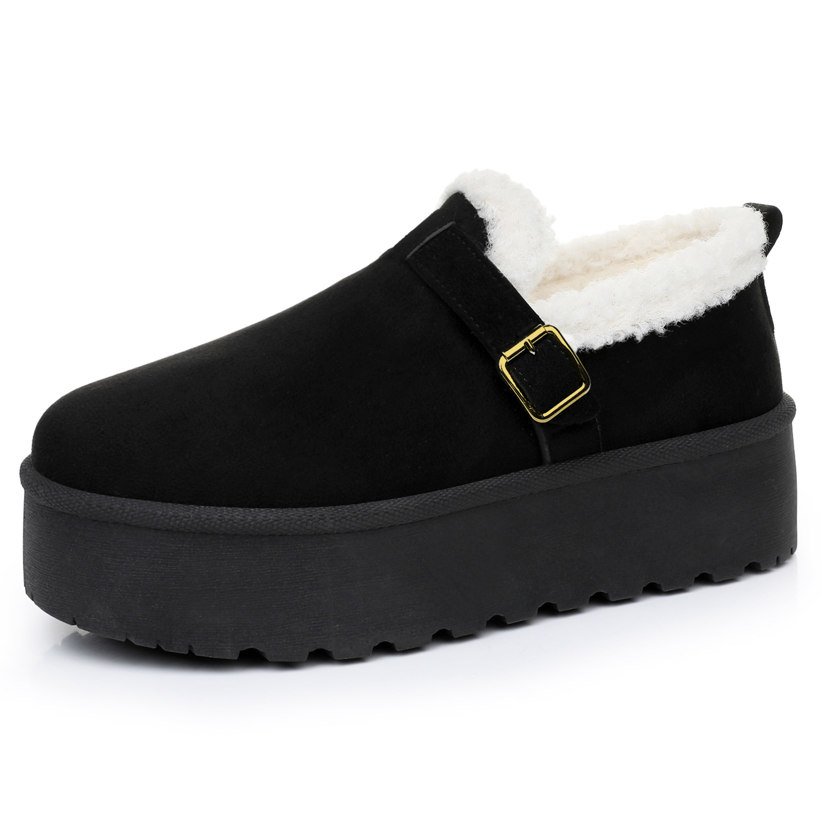 Cross-border large-sized cotton shoes, TEMU fleece snow boots, warm ankle boots, thick-soled height-increasing cotton boots, versatile women's shoes Item Picture