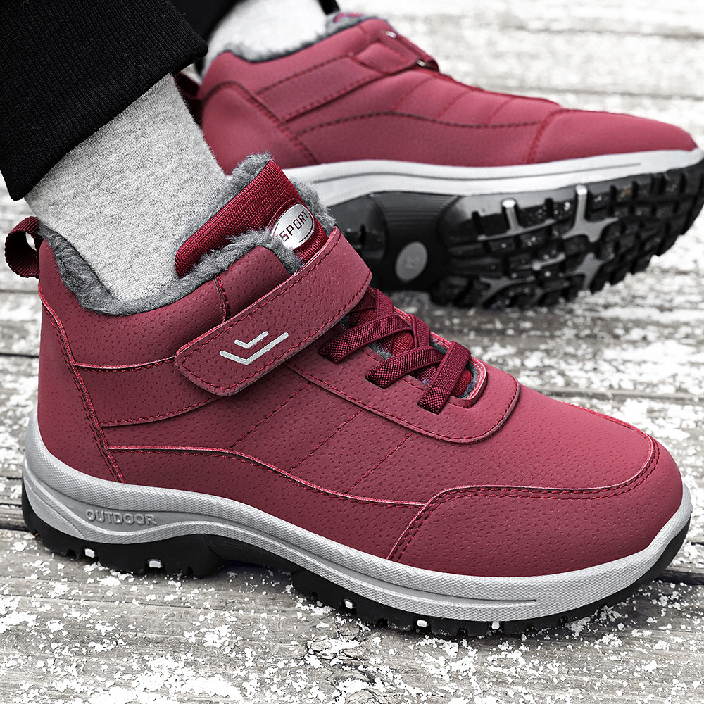 Women's cotton shoes, cross-border TEMU large-sized women's boots, Velcro style snow boots, fleece and thickened, unisex cotton boots details Picture