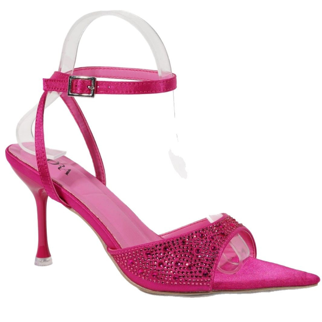 Wholesale of popular one-strap high-heeled sandals for women in spring and summer, with pointed leopard print rhinestones and sexy toe-exposing high heels Item Picture