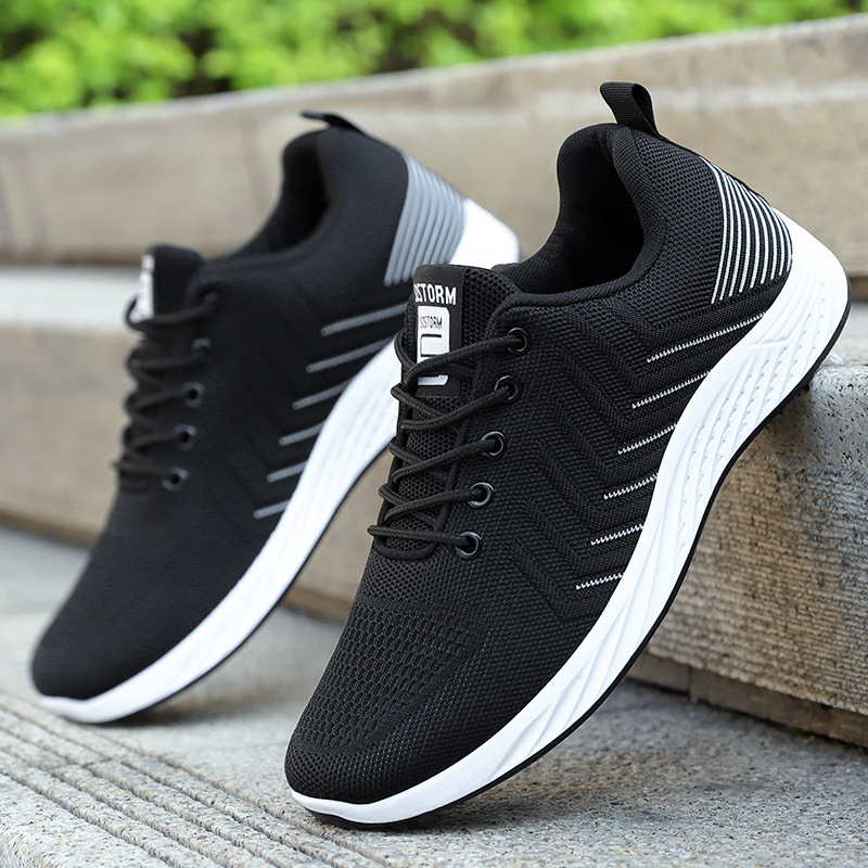 Men's sports shoes, soft-soled comfortable running shoes, breathable and non-smelly feet, mesh shoes, versatile men's shoes, flying woven single shoes full figure