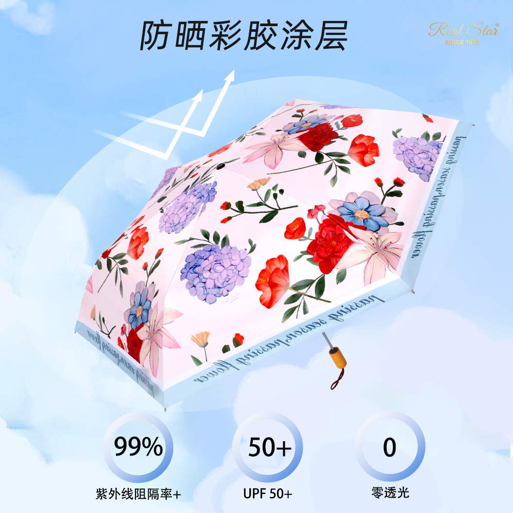 星宝伞满版数码印全遮光黑胶布白底实物图