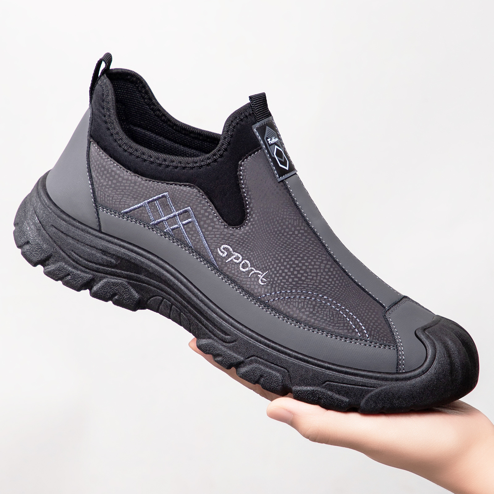 Men's casual shoes, one-foot lazy shoes, leather men's shoes, soft soles, comfortable dad shoes, breathable and non-smelly feet, single shoes details Picture
