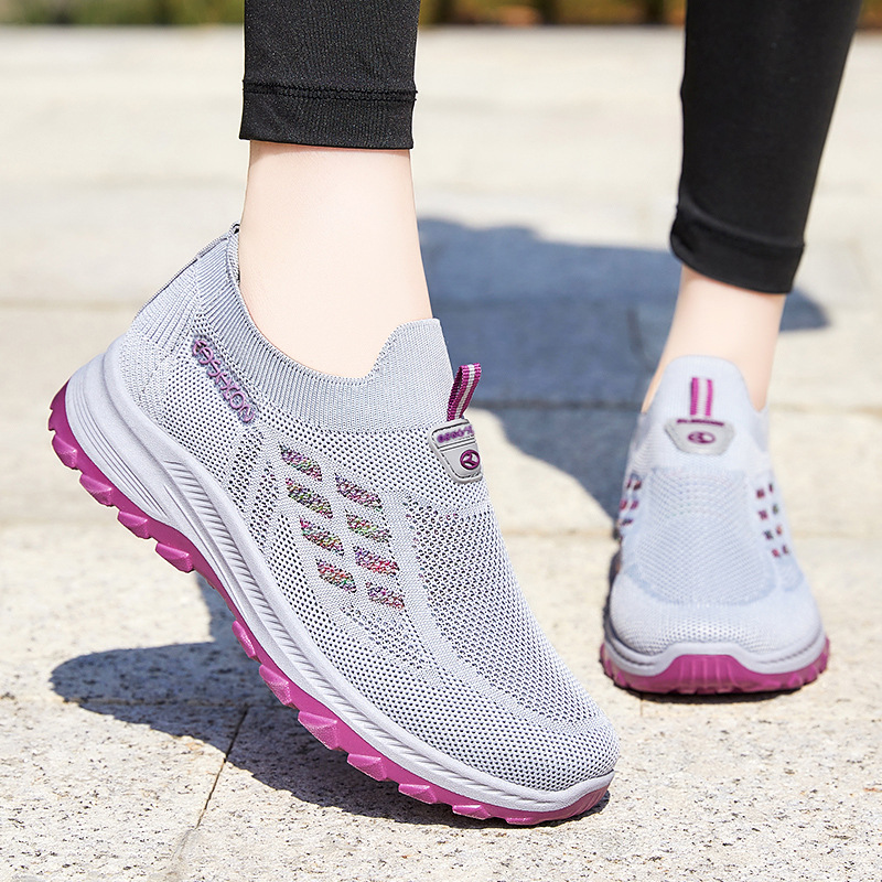 Jinshi Yuan - Women's Shoes Processing and Customization for Middle-aged and Elderly Mothers, Flying woven breathable one-step shoes for the elderly, casual shoes Specification drawing