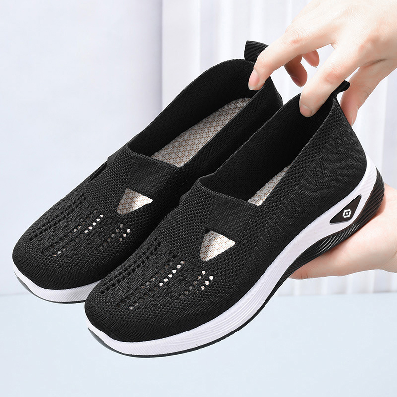 Jinshi Yuan - Women's Casual shoes processing and customization Soft-soled breathable flying woven shoes that don't tiring feet, Mom shoes, women's single shoes details Picture