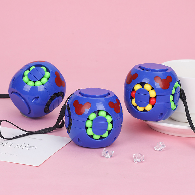Douyin's same stress-relieving gadget, children's intelligence and brainpower development toy, finger gyroscope, little magic bean, hamburger, Rubik's Cube details Picture