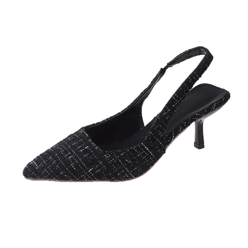 French chanel-style high-heeled flip-flops for women, 2024 new summer skinny pointed-toe flip-flops, available for distribution Item Picture