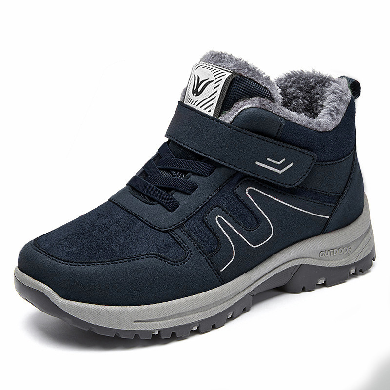 Men's cotton shoes, soft-soled, comfortable walking shoes, fleece and thickened couple snow boots, Velcro cotton boots, versatile boots Item Picture