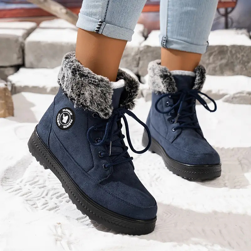 TEMU cross-border export snow boots for women, long boots with fleece and thickened cotton shoes, cold-proof and warm cotton boots for women details Picture