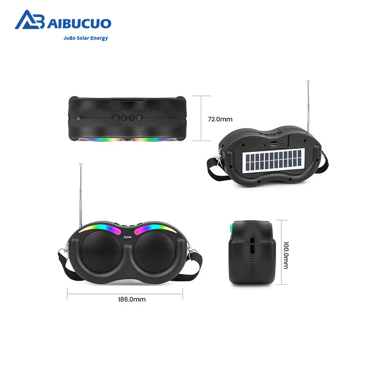 AIBUCUO DG49, a new best-selling wireless solar panel charging Bluetooth speaker with dual speakers, is an African export radio details Picture