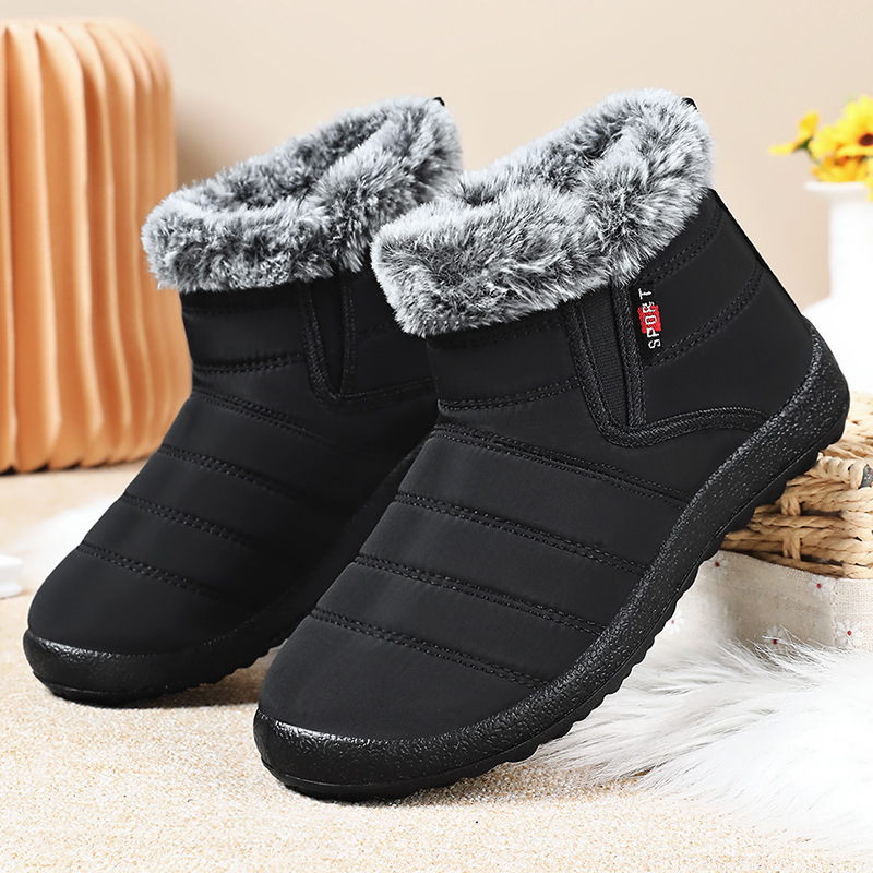 Cross-border TEMU delivery of women's cotton shoes, snow boots with fleece and thickened cotton boots, warm women's boots, and women's ankle boots full figure