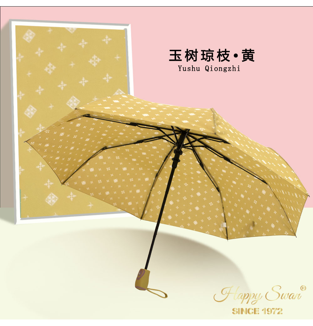 【出欧美】小碎花三折自开伞外贸雨伞彩色图案190T碰击布详情12