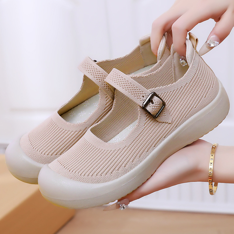 Summer new women's shoes: Breathable buckle fabric shoes, soft soles that don't get tired, casual shoes, hollowed-out, versatile and comfortable mom shoes Specification drawing