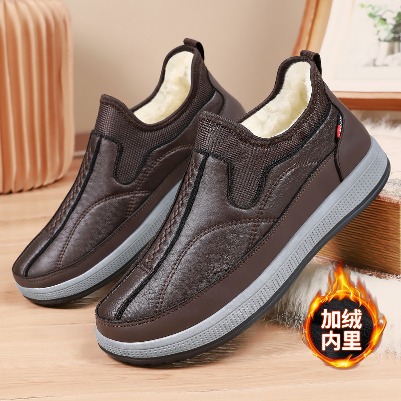 Men's cotton shoes, cross-border export cotton boots, cold-proof and warm snow boots, one-foot men's boots, fleece and thickened dad shoes Specification drawing