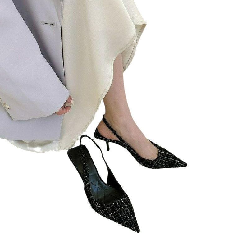 Chanel pointed-toe sandals for women's 2024 new summer fashion, versatile single shoes, French style high heels Item Picture