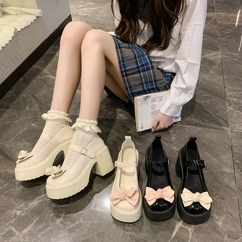 Japanese jk uniform shoes sweet and cool Mary Jane small leather shoes for women 2025 autumn new school style bow single shoes Specification drawing