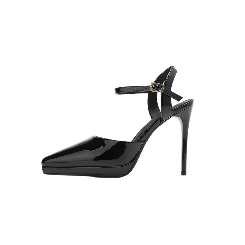 Waterproof platform single shoes 2025 Women's Summer new style versatile anti-slip stiletto high heels Hollow pointed high-heeled sandals for women Item Picture