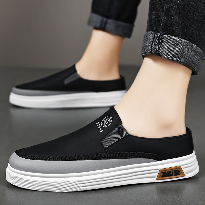 Summer new men's casual shoes: One-step soft-soled single shoes, trendy board shoes, breathable and comfortable, half-slipper Specification drawing