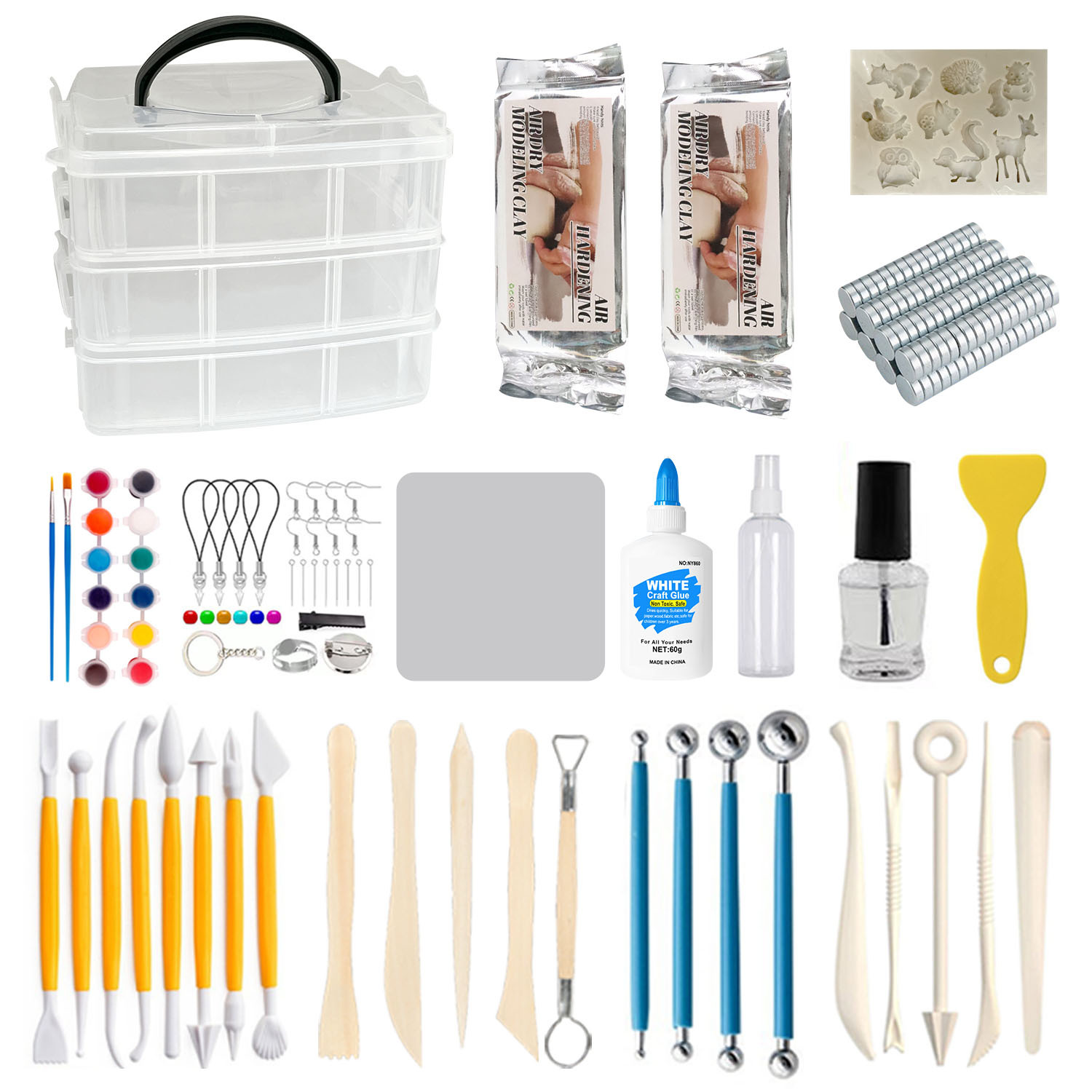 Stone plastic clay, no baking, air-drying, pottery clay shaping DIY material package, tool set, pottery sculpture clay, stone plastic clay Item Picture