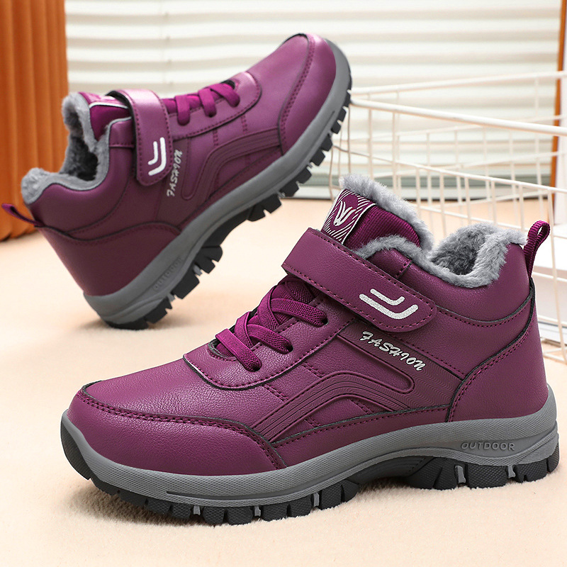 Women's cotton shoes, large-sized snow boots, men's and women's same style cotton boots with fleece and thickened short boots, Velcro style women's boots Application Scenario