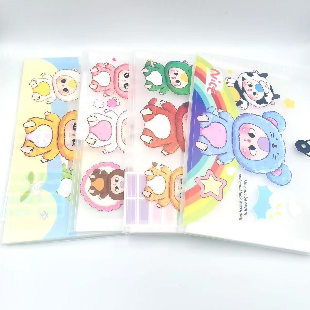 A4 student cartoon printed organ bag, office supplies folder, rope buckle file folder, storage test paper bag pic 5
