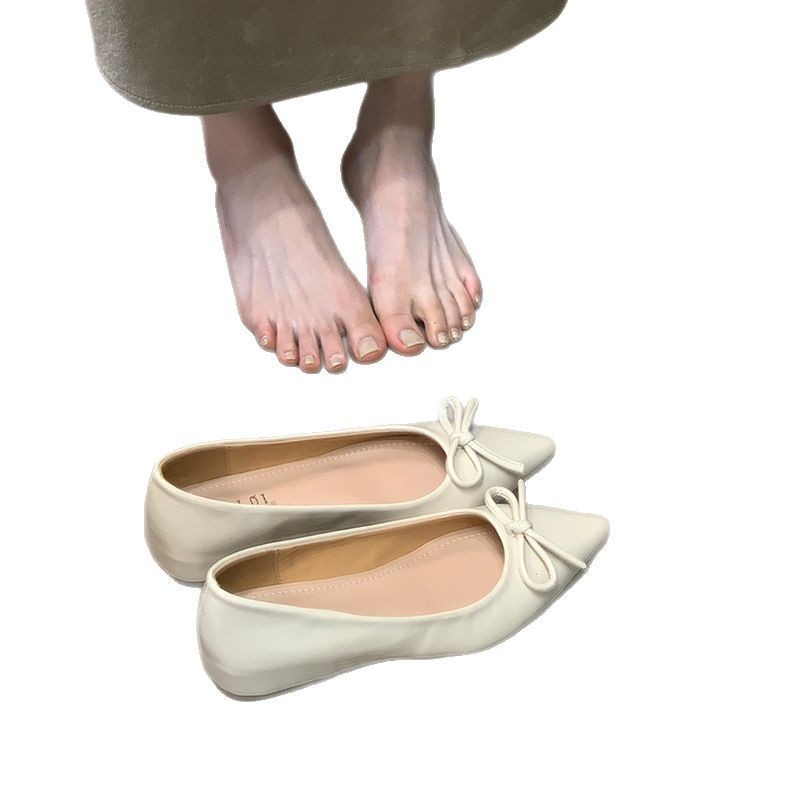 Bow Commuter Mary Jane Evening Shoes Pointed-toe commuter single shoes for women 2025 New style Fashionable shallow opening versatile ladle shoes Item Picture