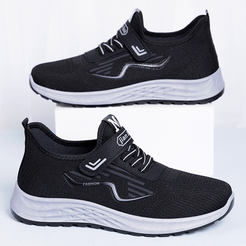 New men's spring single shoes, cross-border bagged Velcro dad shoes, casual breathable running shoes full figure