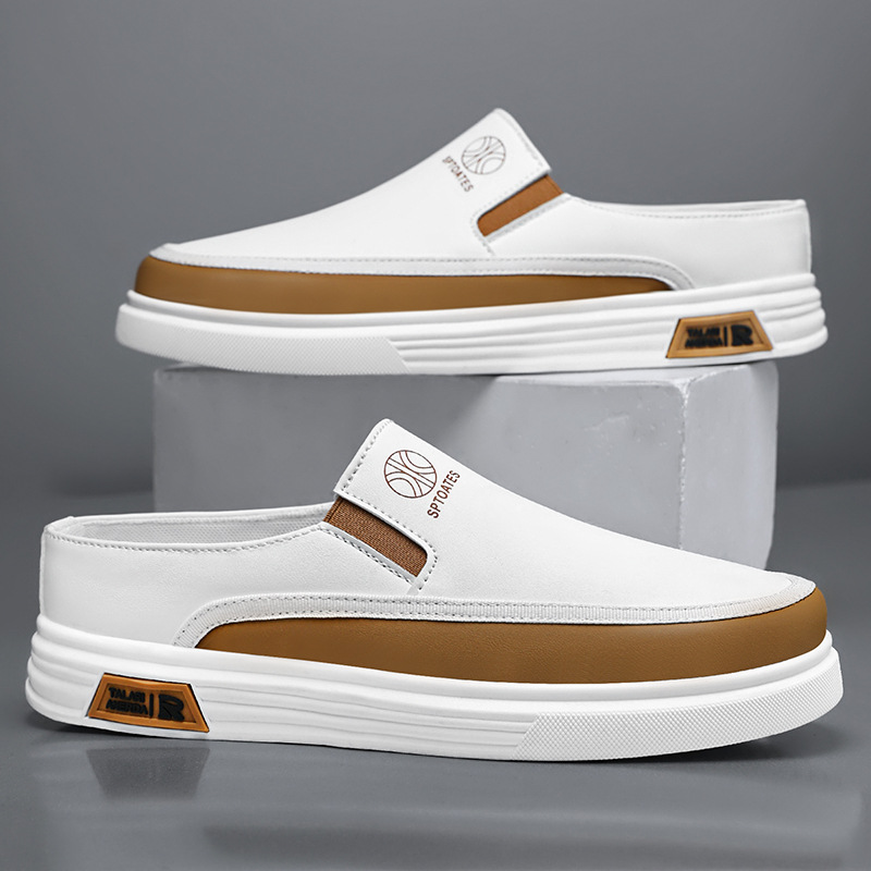 Summer new men's casual shoes: One-step soft-soled single shoes, trendy board shoes, breathable and comfortable, half-slipper details Picture